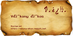 Vékony Ákos névjegykártya